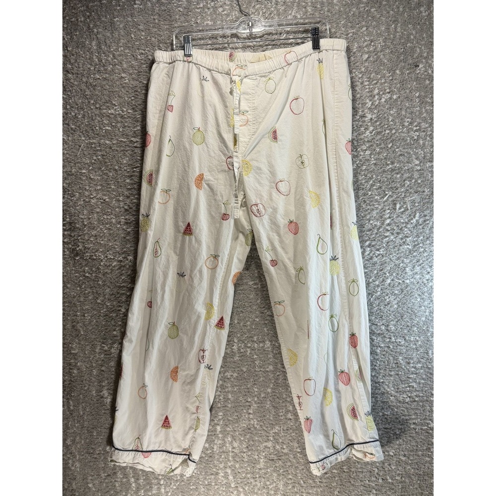 Printfresh Fruit Medley Embroidered Pajama Pants Organic Cotton L Comfort Light
